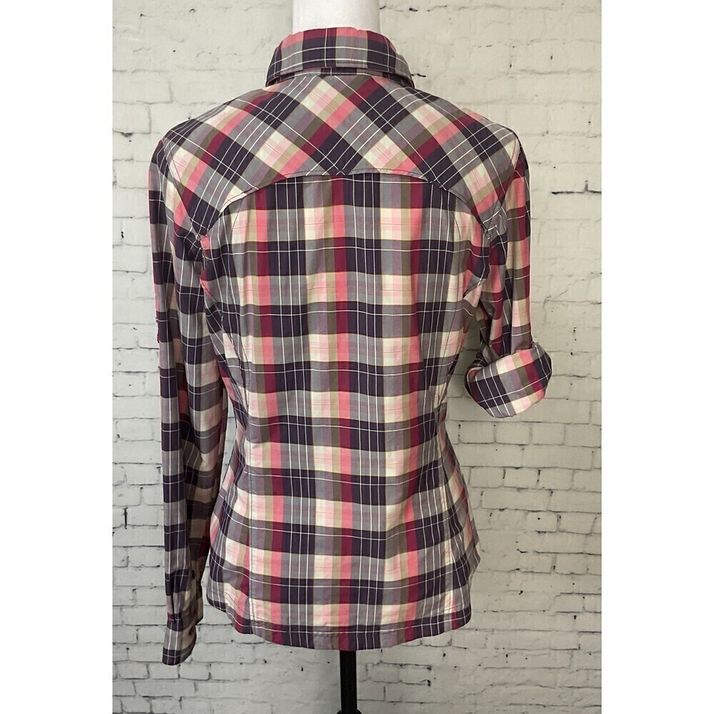 Columbia Shirt Women M Pink Purple Plaid Omni Shade Lightweight Long Sleeve H1 - Picture 7 of 12